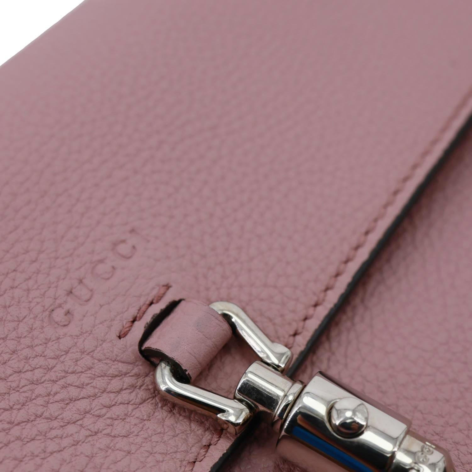 GUCCI Soft Jackie Flap Pebbled Leather Crossbody Bag Pink 364435