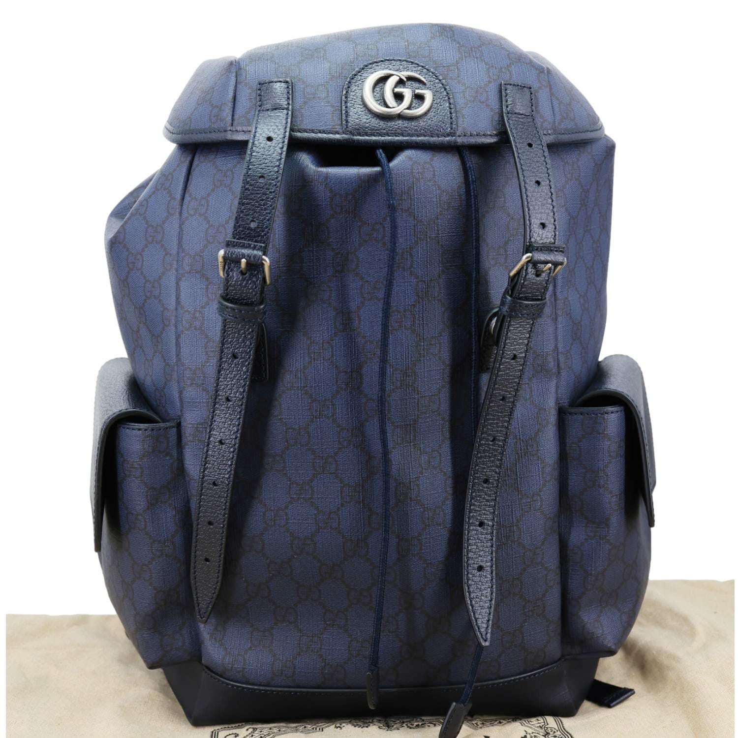 GUCCI Ophidia GG Supreme Canvas Backpack Navy Blue 598140