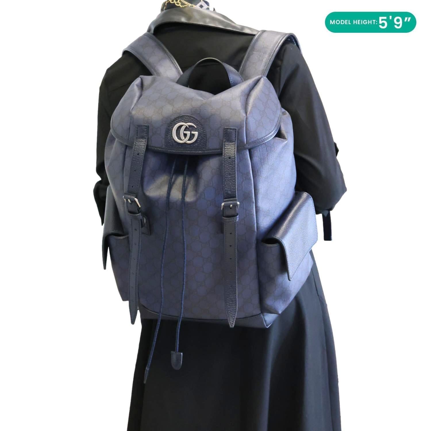 GUCCI Ophidia GG Supreme Canvas Backpack Navy Blue 598140
