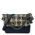 CHANEL Gabrielle Tweed Crossbody Bag Navy Blue