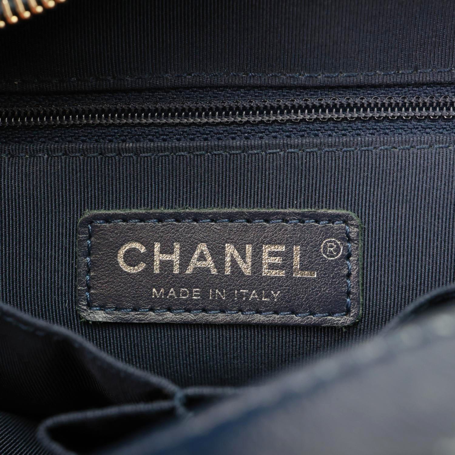 CHANEL Gabrielle Tweed Crossbody Bag Navy Blue
