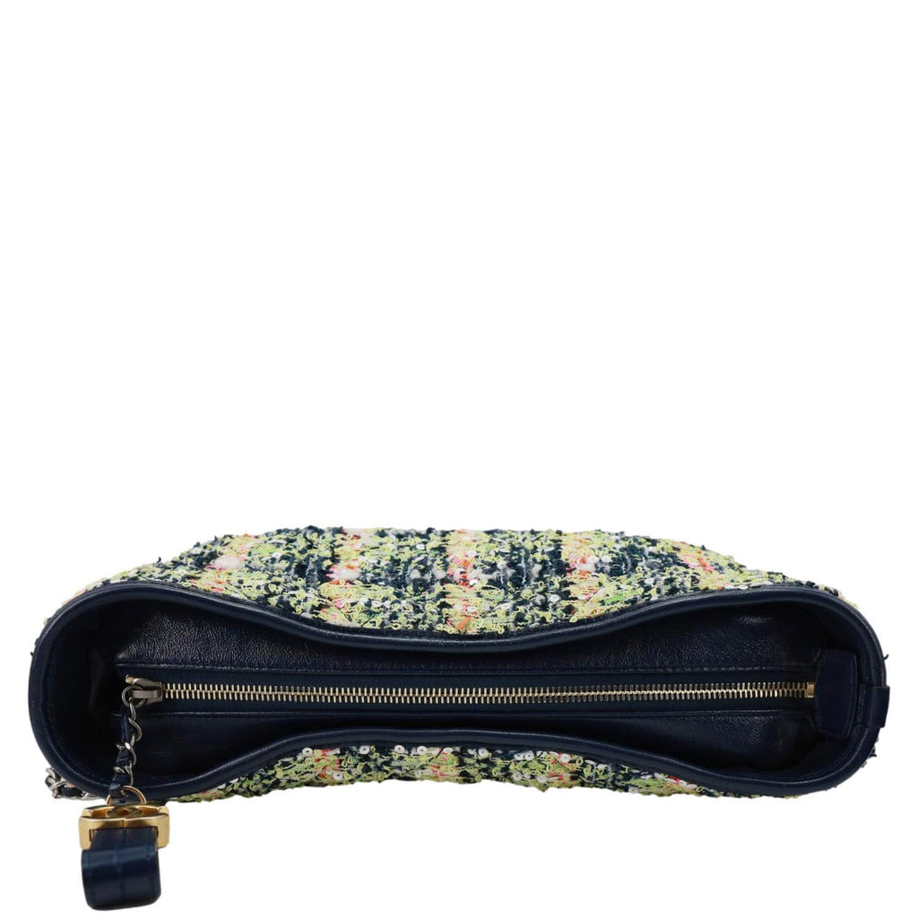 CHANEL Gabrielle Tweed Crossbody Bag Navy Blue