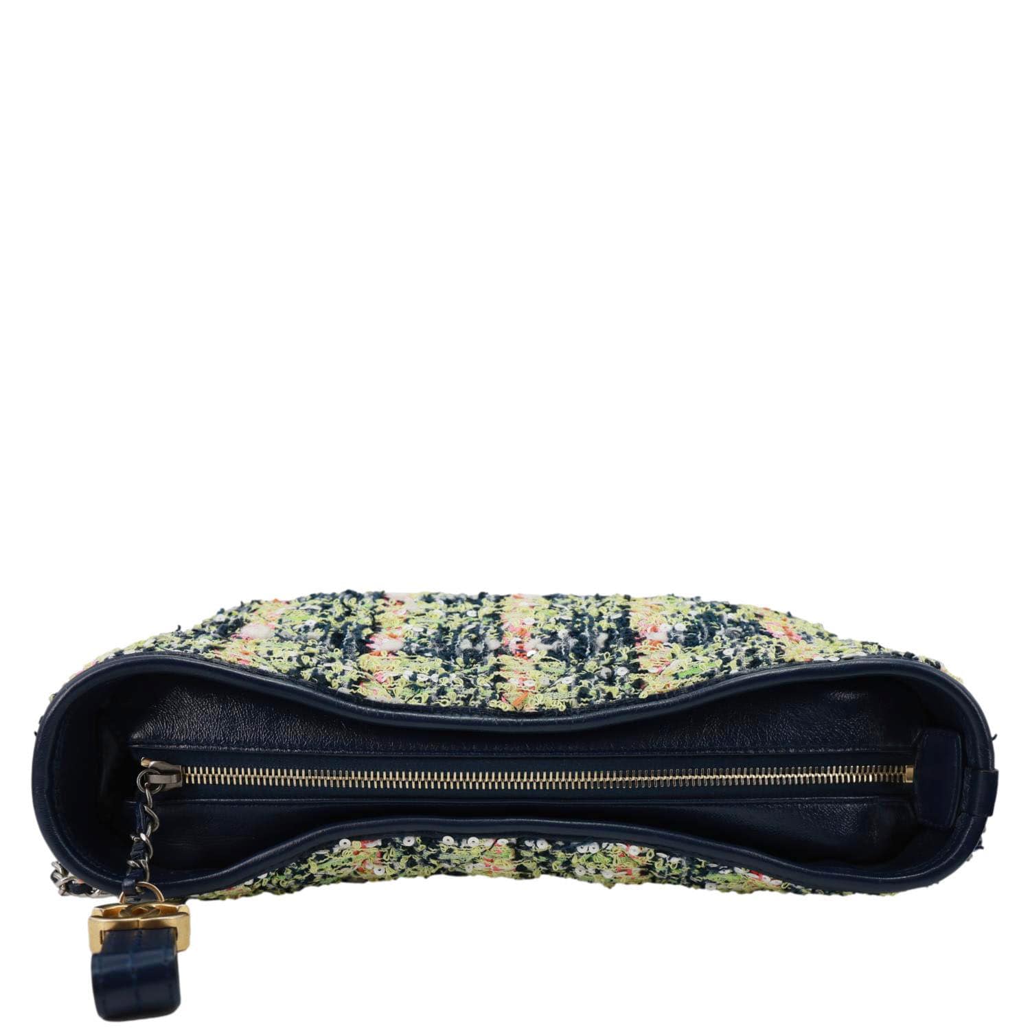 CHANEL Gabrielle Tweed Crossbody Bag Navy Blue