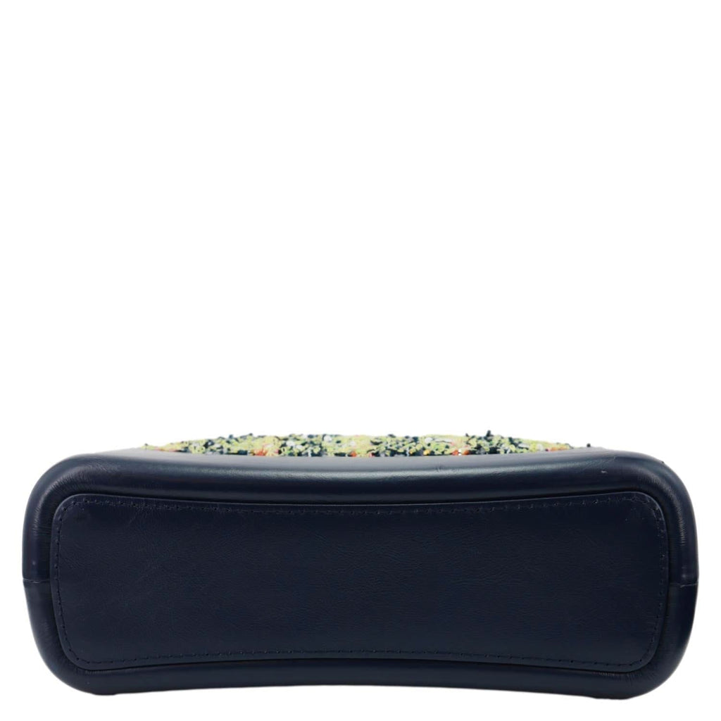 CHANEL Gabrielle Tweed Crossbody Bag Navy Blue