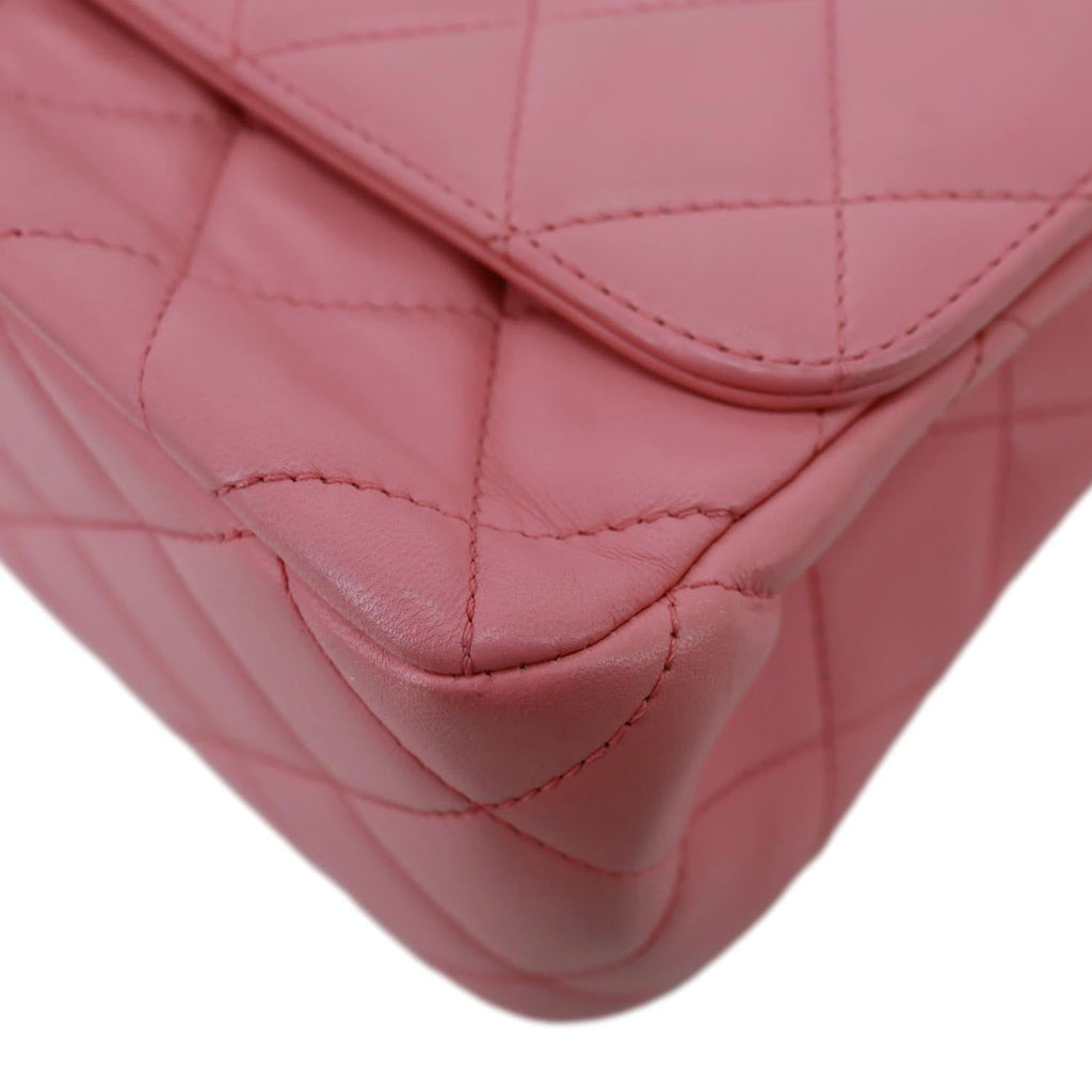 CHANEL Top Handle WOC Quilted Lambskin Leather Wallet On Chain Shoulder Bag Pink