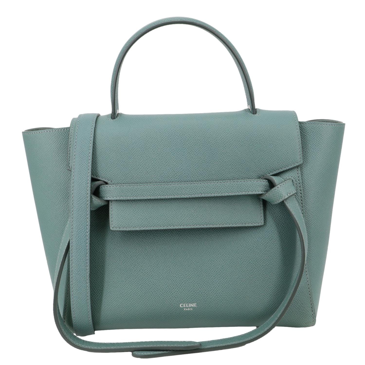 CELINE Micro Belt Grained Leather Shoulder Bag Sage Green
