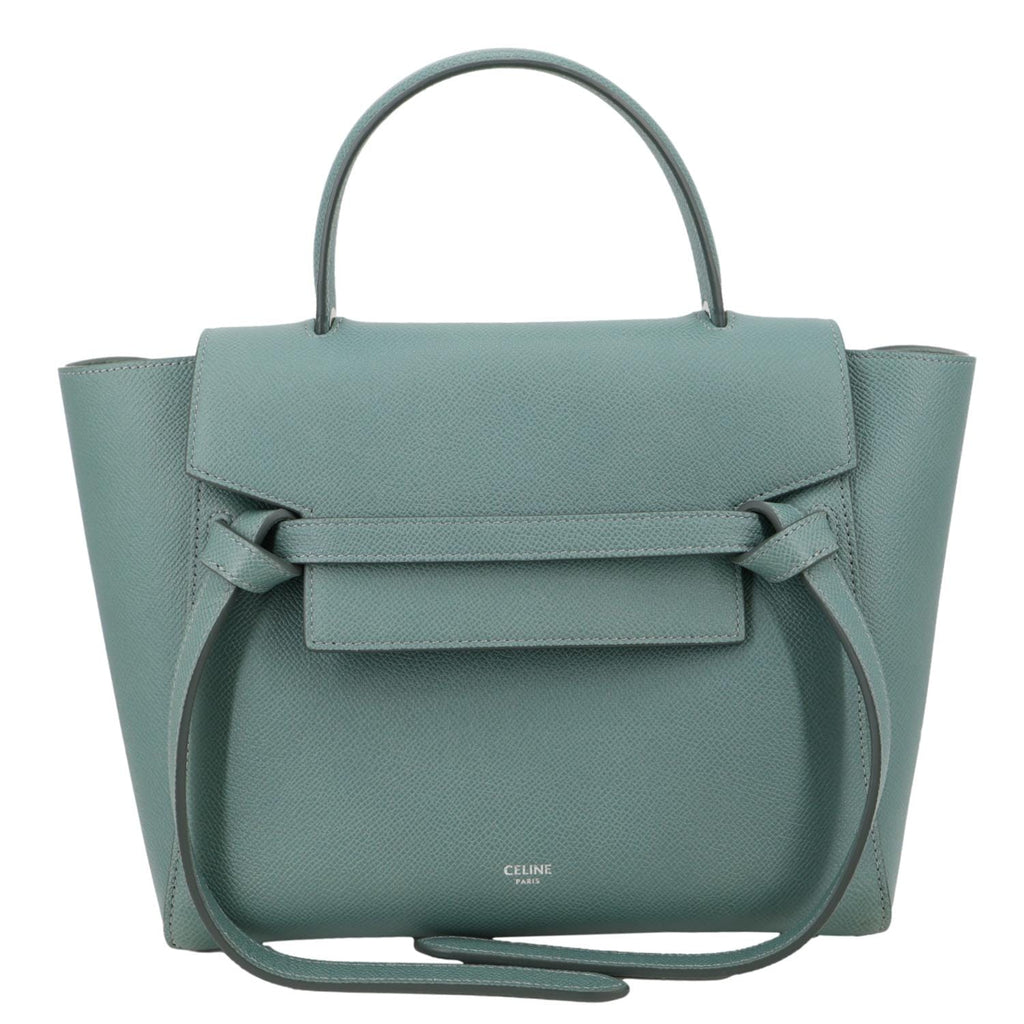 CELINE Micro Belt Grained Leather Shoulder Bag Sage Green