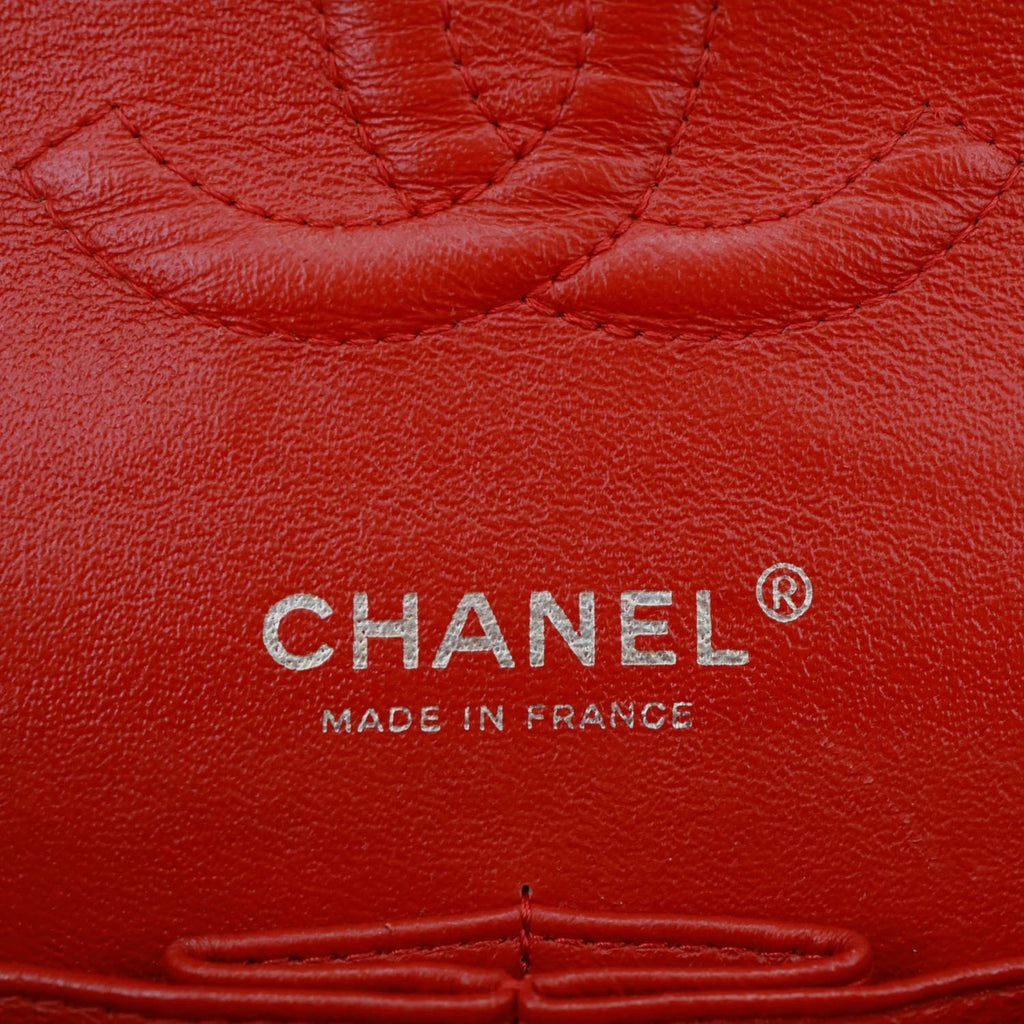 CHANEL Classic Double Flap Medium Quilted Lambskin Leather Shoulder Bag Red