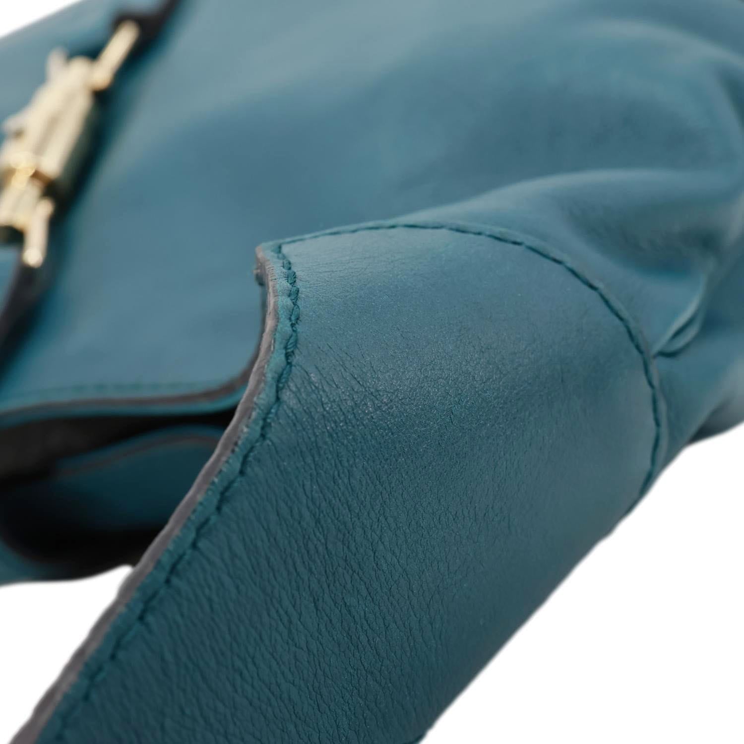 GUCCI Jackie Medium Leather Hobo Bag Teal 277520