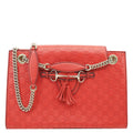 GUCCI Emily Large Leather Chain Shoulder Bag Red 295403