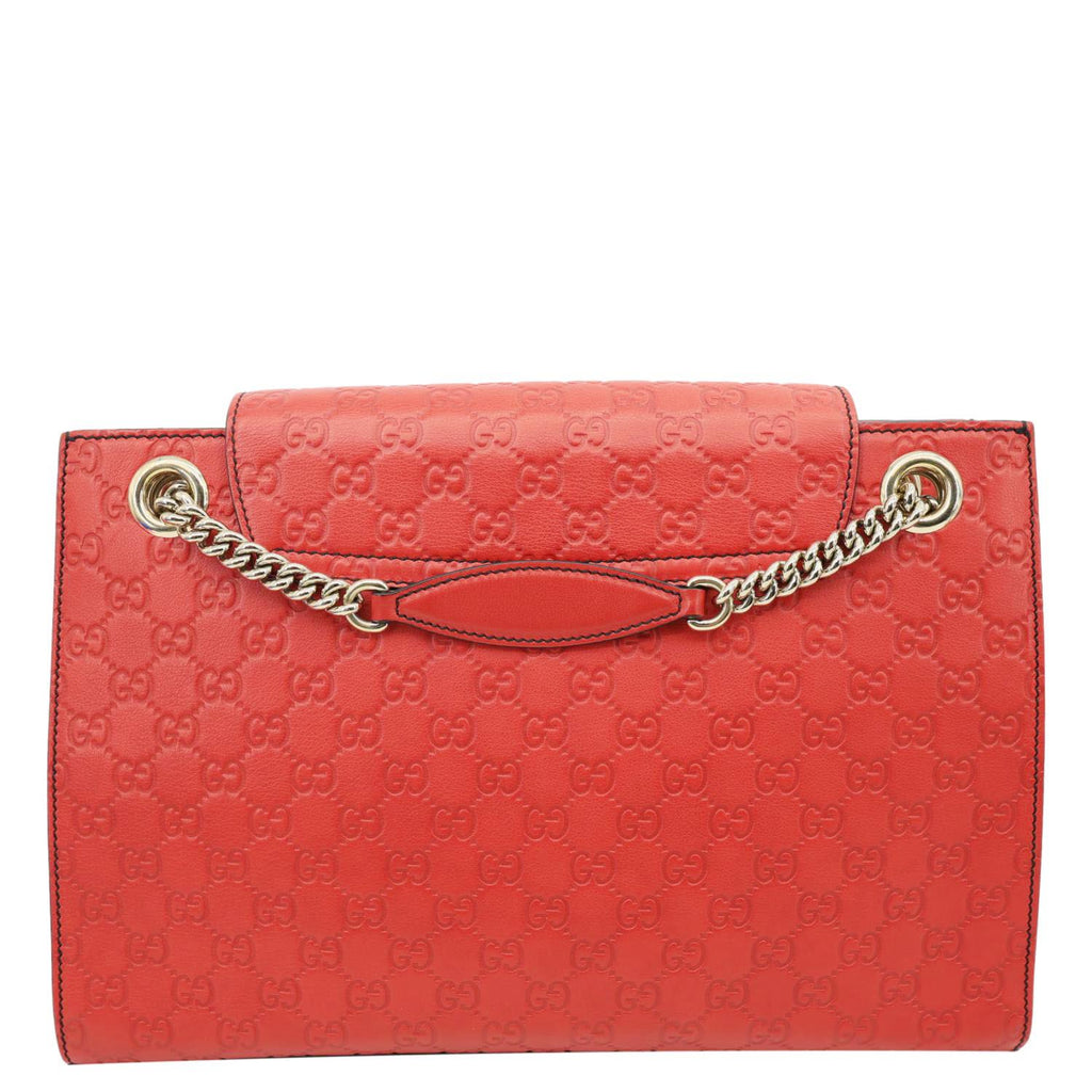 GUCCI Emily Large Leather Chain Shoulder Bag Red 295403