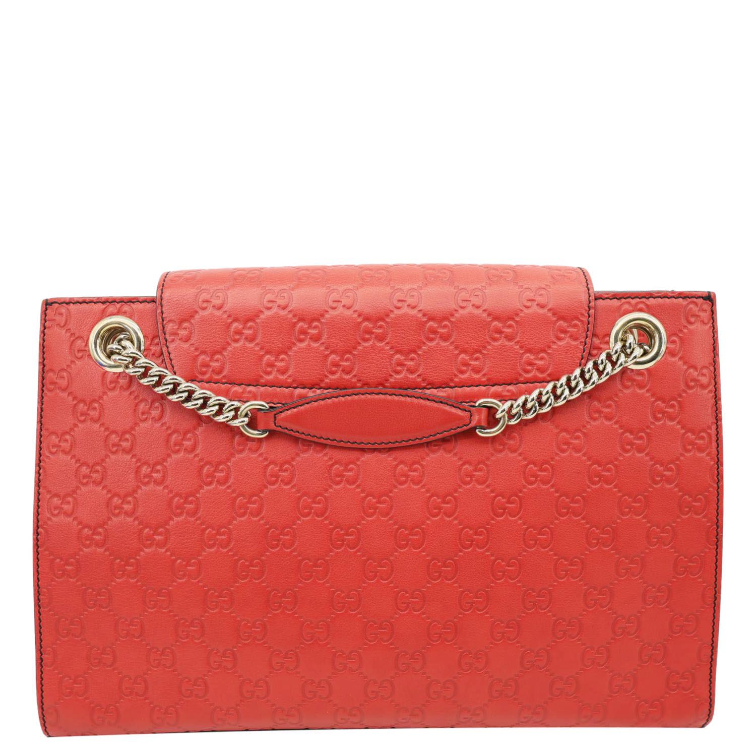 GUCCI Emily Large Leather Chain Shoulder Bag Red 295403