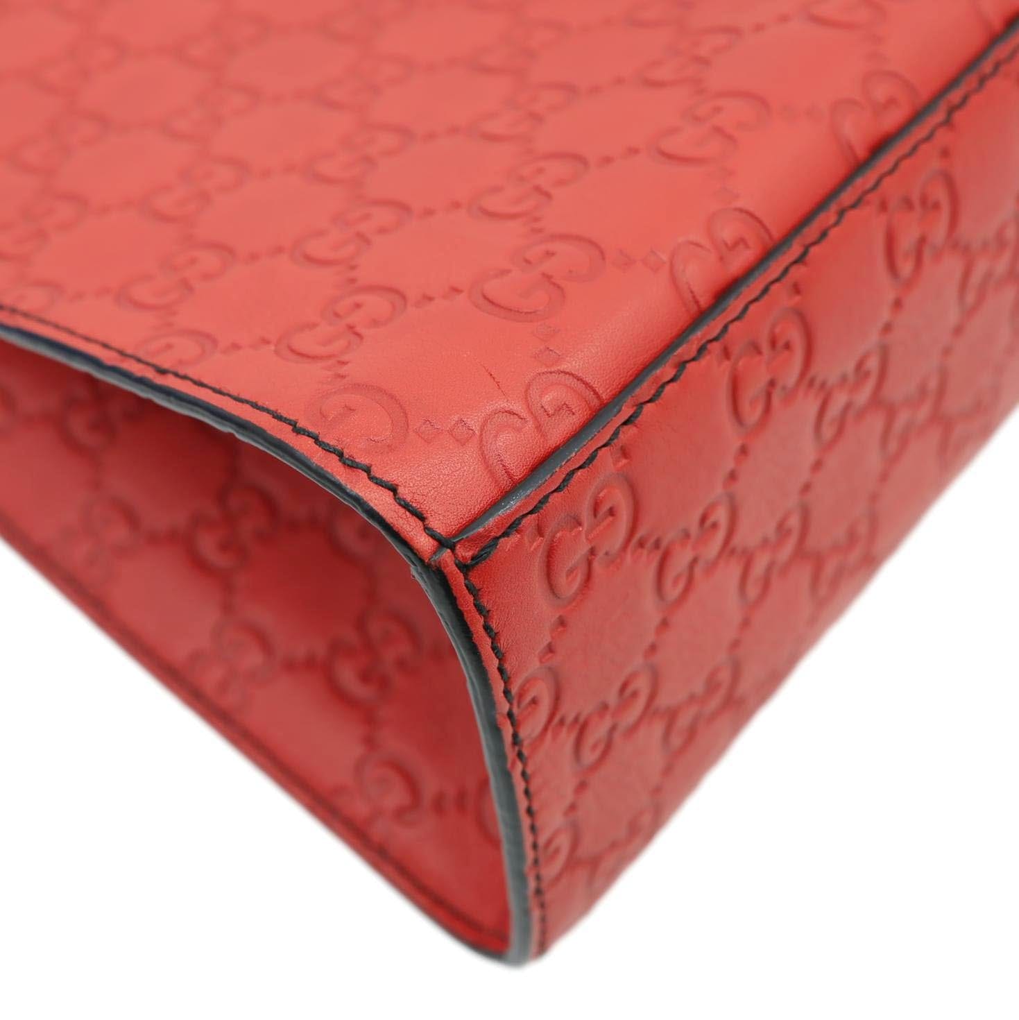 GUCCI Emily Large Leather Chain Shoulder Bag Red 295403