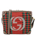 GUCCI Houndstooth Stripe Interlocking G Trunk Shoulder Bag Red 626363