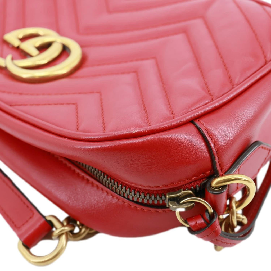 GUCCI GG Marmont Small Calfskin Matelasse Leather Crossbody Bag Red 447632