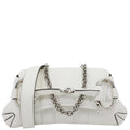 GUCCI Horsebit Quilted Lambskin Leather Chain Shoulder Bag White 764339