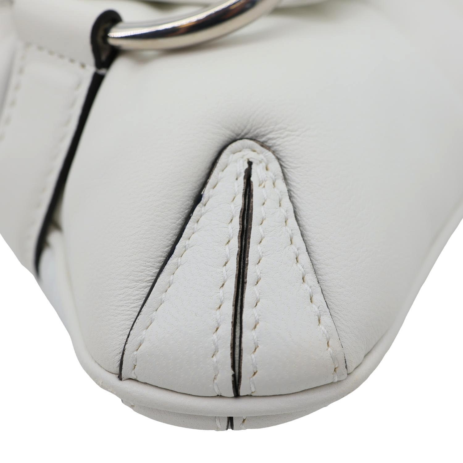 GUCCI Horsebit Quilted Lambskin Leather Chain Shoulder Bag White 764339