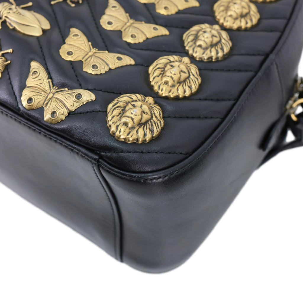 GUCCI GG Marmont Animal Studs Leather Backpack Black 476671