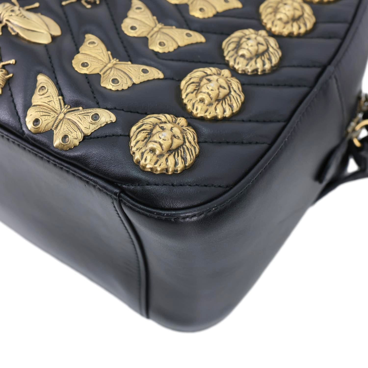 GUCCI GG Marmont Animal Studs Leather Backpack Black 476671