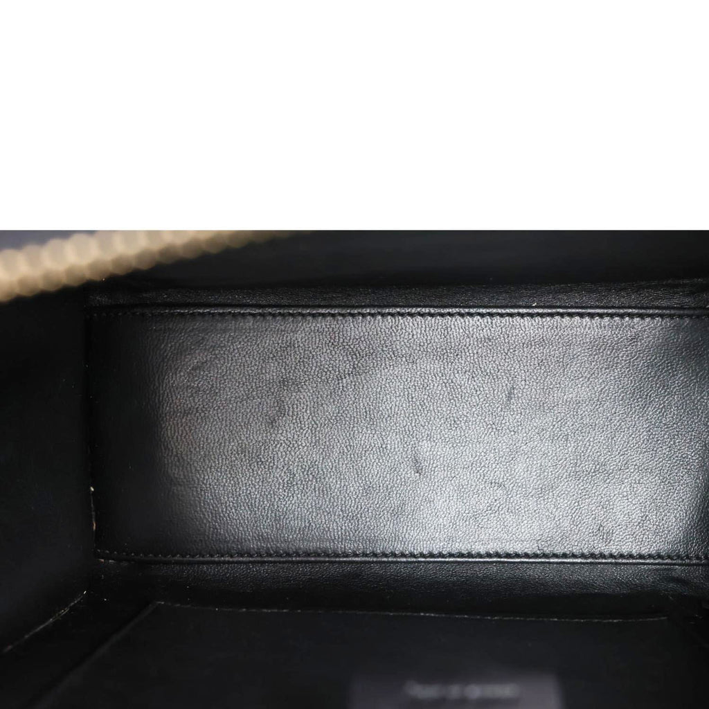 CELINE Nano Luggage Tweed Leather Tote Crossbody Bag Black