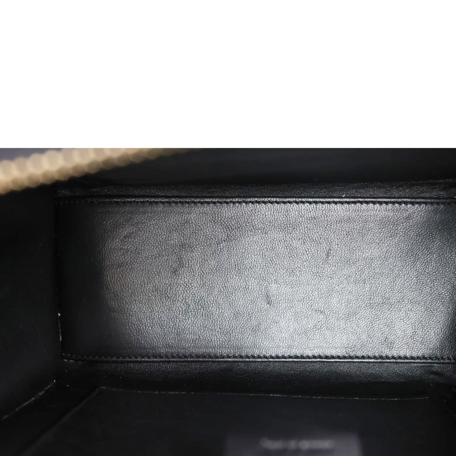 CELINE Nano Luggage Tweed Leather Tote Crossbody Bag Black