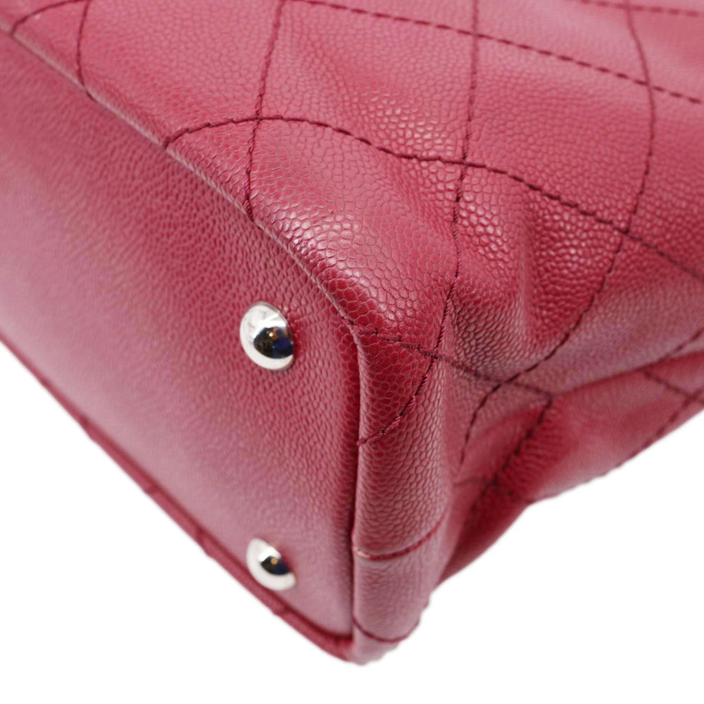 CHANEL Shopping Fever Quilted Caviar Leather Tote Bag Maroon