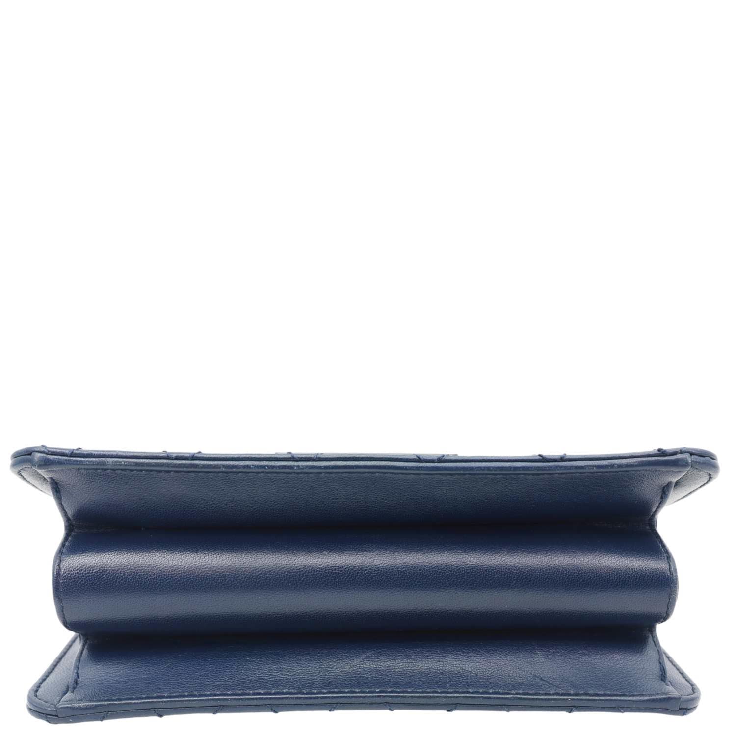 CHANEL Beauty Lock Flap Lambskin Leather Crossbody Bag Blue