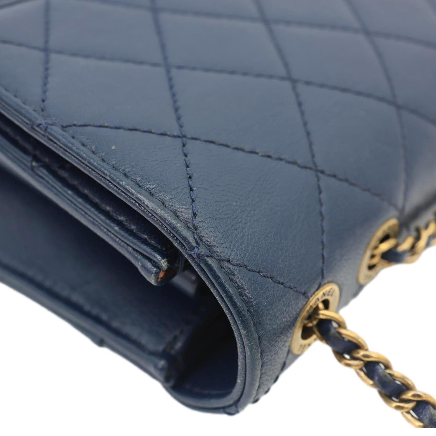 CHANEL Beauty Lock Flap Lambskin Leather Crossbody Bag Blue
