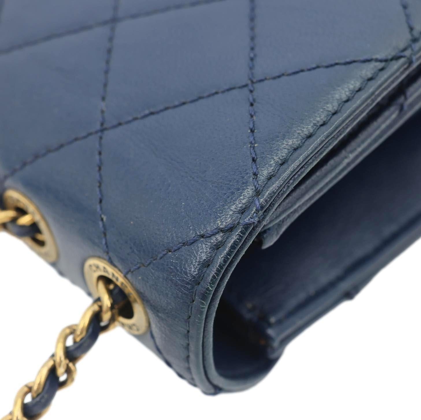 CHANEL Beauty Lock Flap Lambskin Leather Crossbody Bag Blue