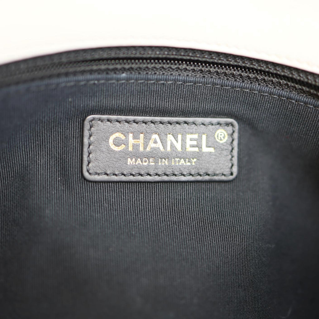 CHANEL Pearl Side Flap Quilted Leather Crossbody Bag White