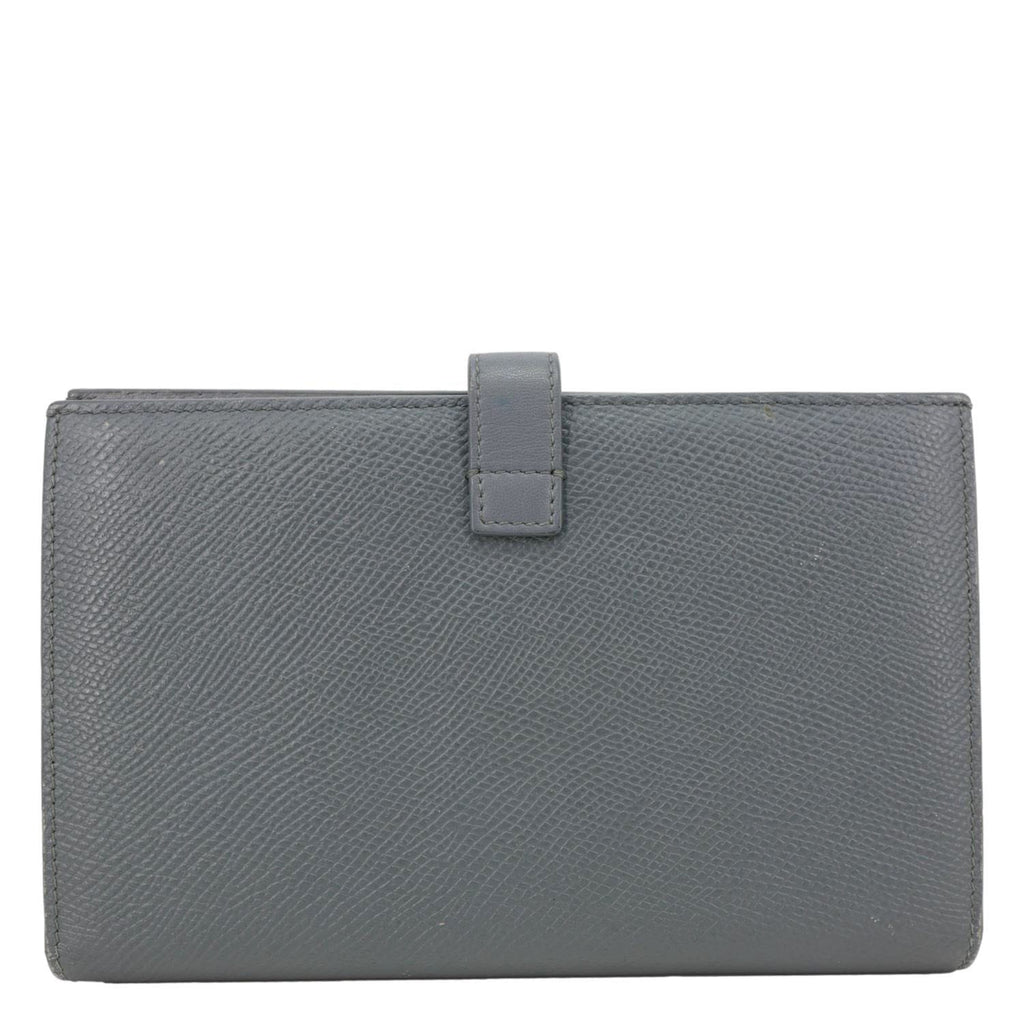 CELINE Strap Large Grained Calfskin Leather Wallet Grey