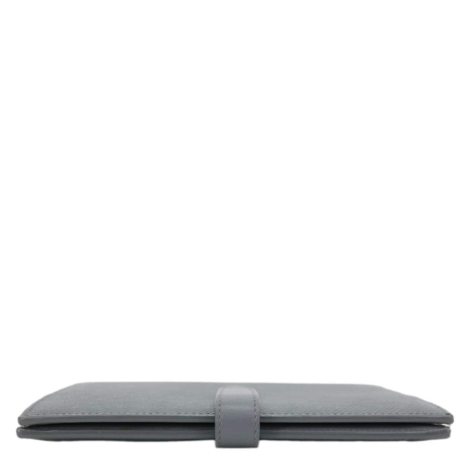 CELINE Strap Large Grained Calfskin Leather Wallet Grey