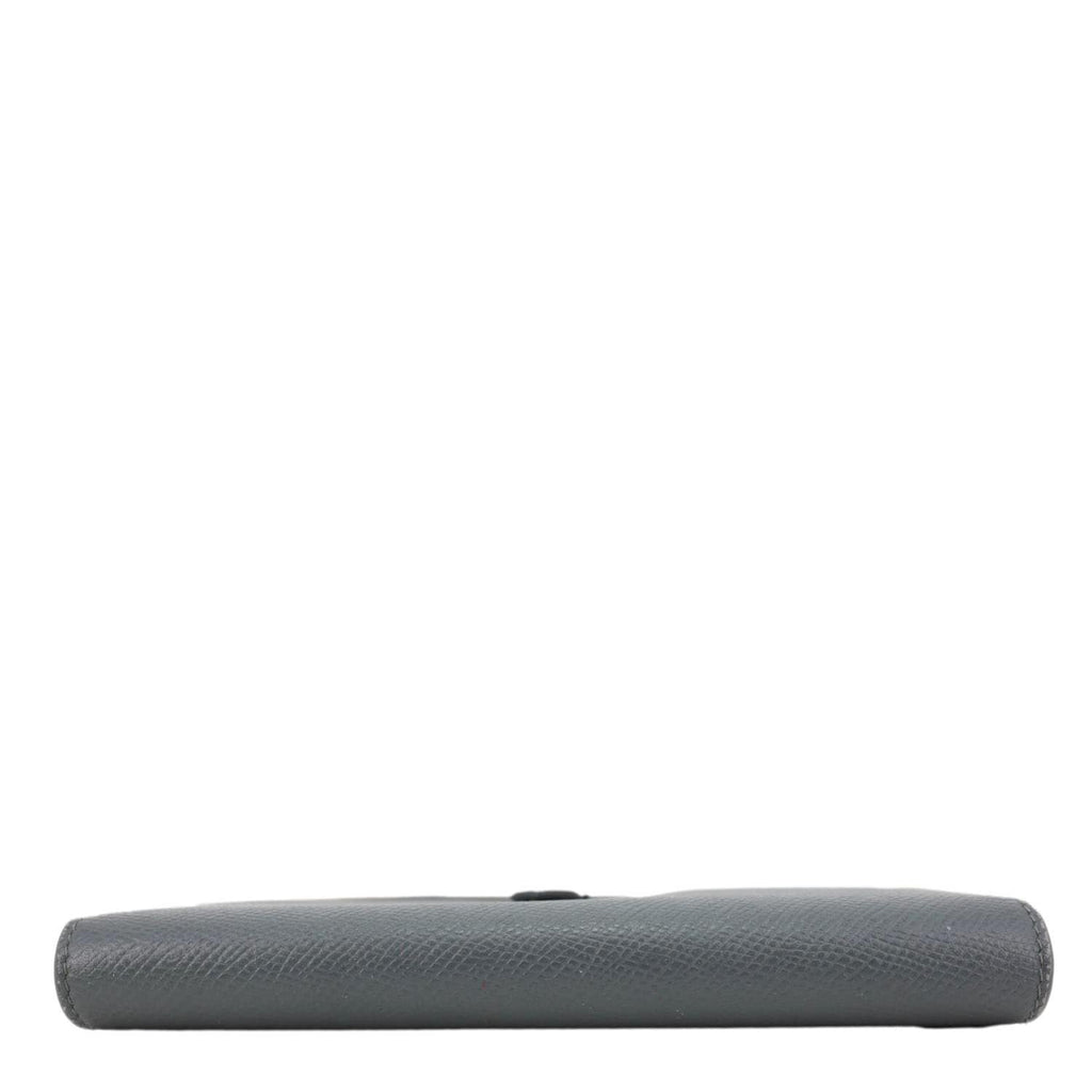 CELINE Strap Large Grained Calfskin Leather Wallet Grey