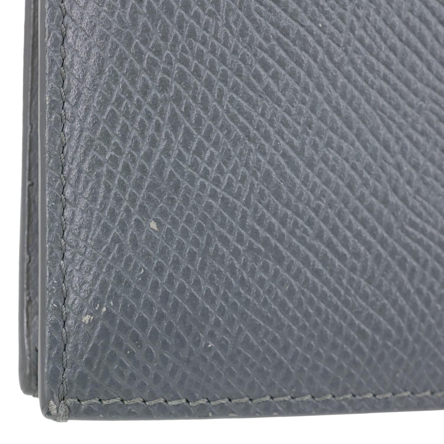 CELINE Strap Large Grained Calfskin Leather Wallet Grey