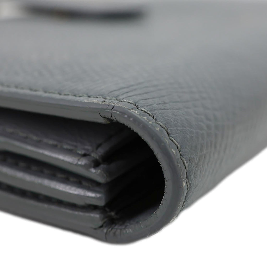 CELINE Strap Large Grained Calfskin Leather Wallet Grey