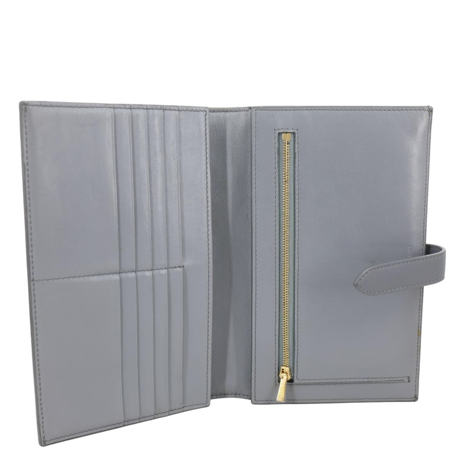 CELINE Strap Large Grained Calfskin Leather Wallet Grey