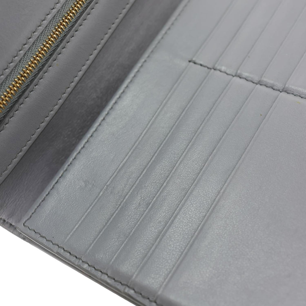 CELINE Strap Large Grained Calfskin Leather Wallet Grey