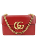 GUCCI GG Marmont Knight Medium Calfskin Leather Chain Shoulder Bag Red 431777