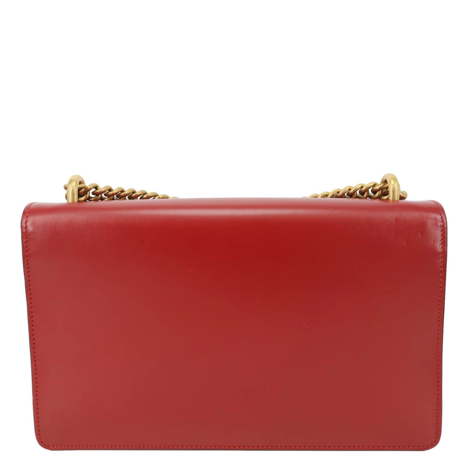 GUCCI GG Marmont Knight Medium Calfskin Leather Chain Shoulder Bag Red 431777