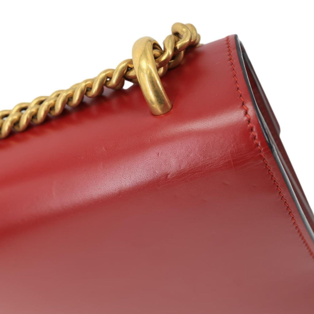GUCCI GG Marmont Knight Medium Calfskin Leather Chain Shoulder Bag Red 431777