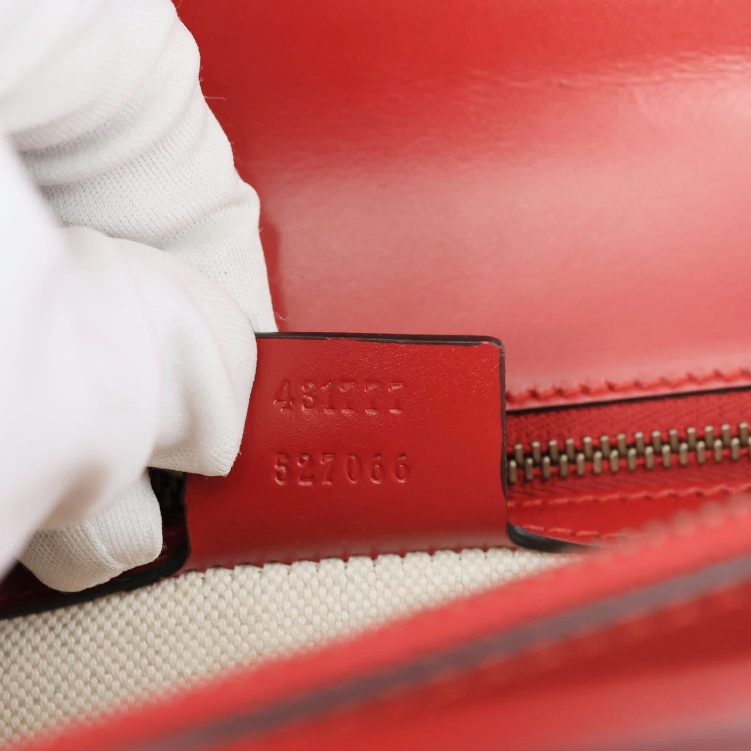 GUCCI GG Marmont Knight Medium Calfskin Leather Chain Shoulder Bag Red 431777