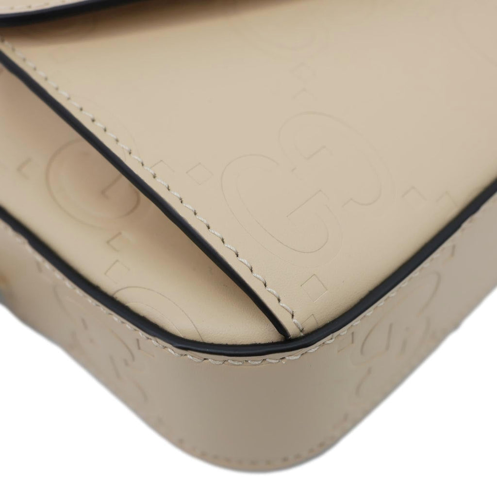 GUCCI Gilbert Mini Monogram Calfskin Leather Crossbody Bag Beige 781554
