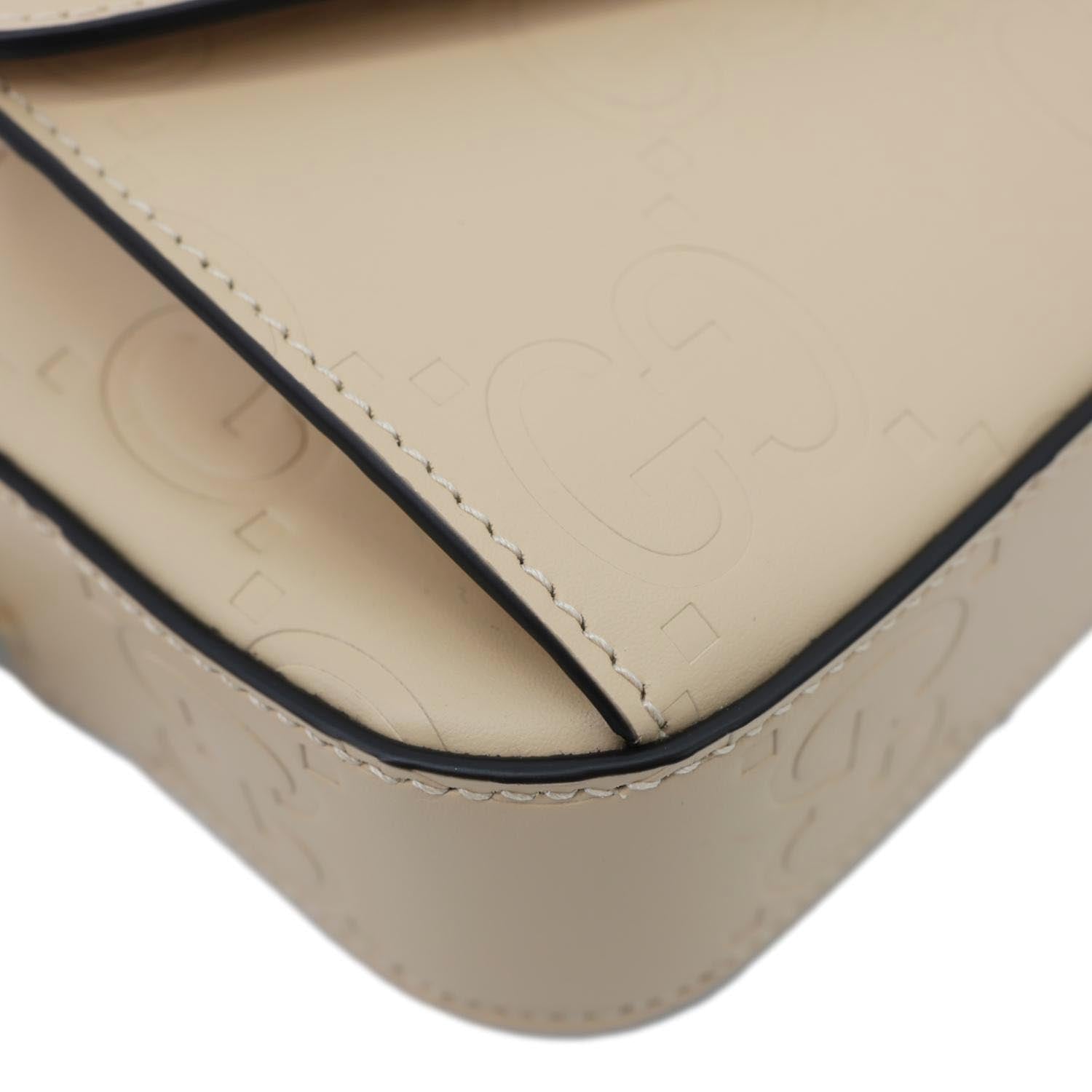 GUCCI Gilbert Mini Monogram Calfskin Leather Crossbody Bag Beige 781554
