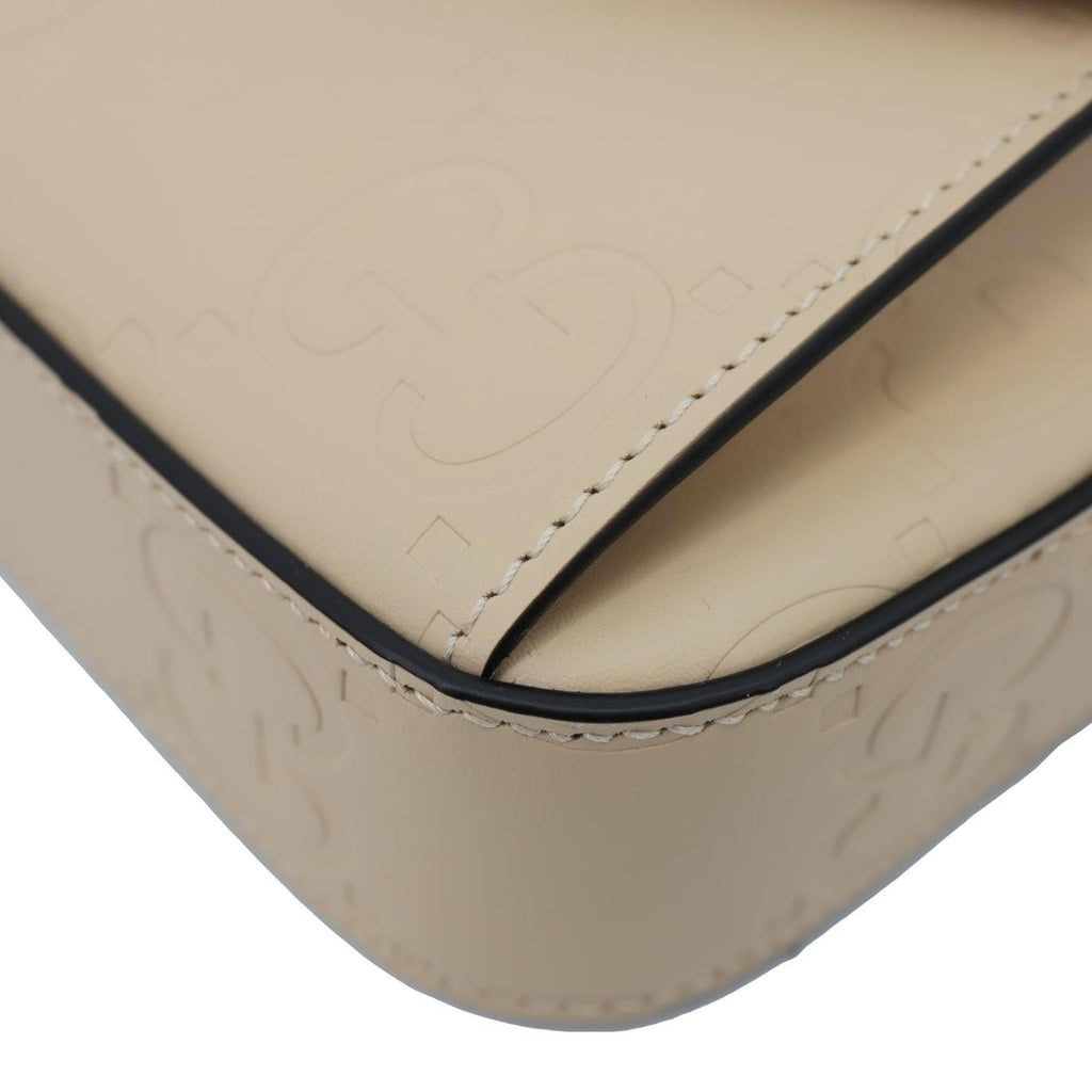 GUCCI Gilbert Mini Monogram Calfskin Leather Crossbody Bag Beige 781554