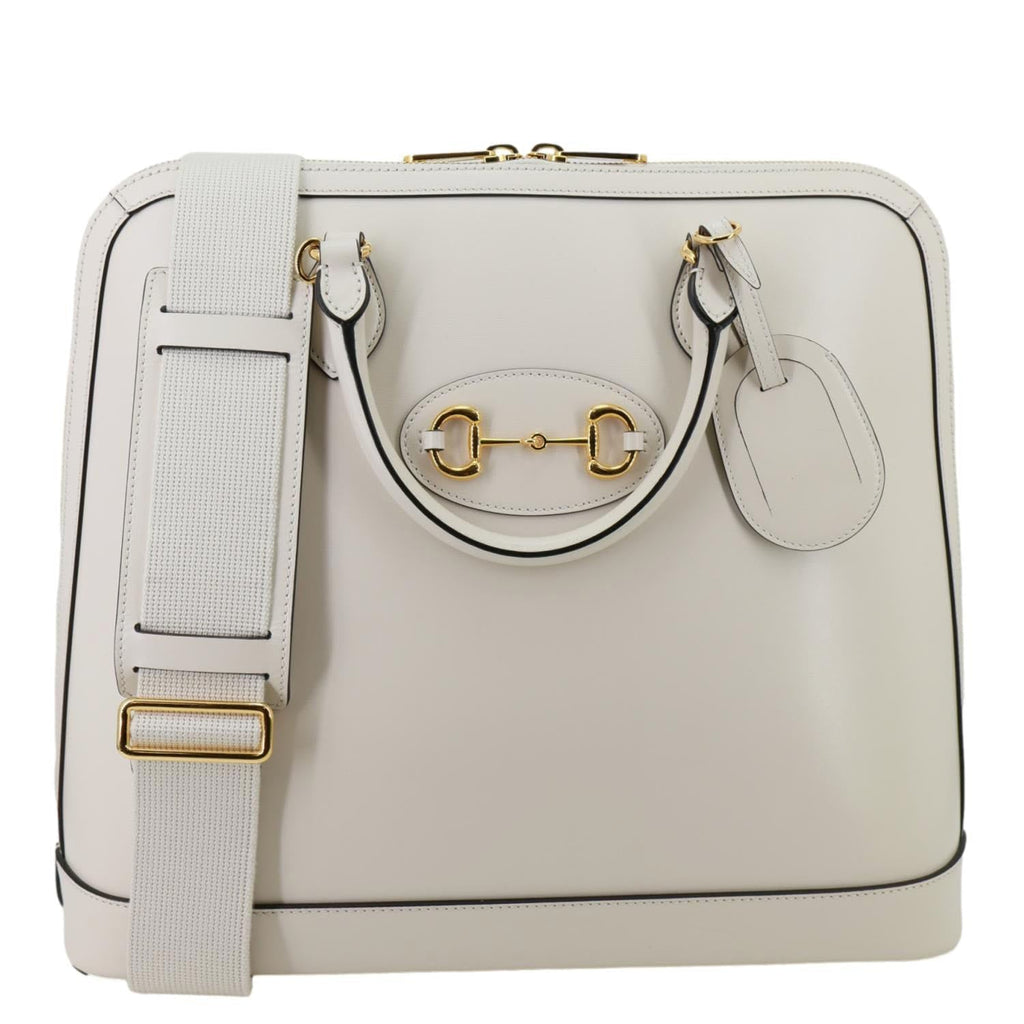 GUCCI Horsebit 1955 Leather Top Handle Crossbody Bag Off White 621640