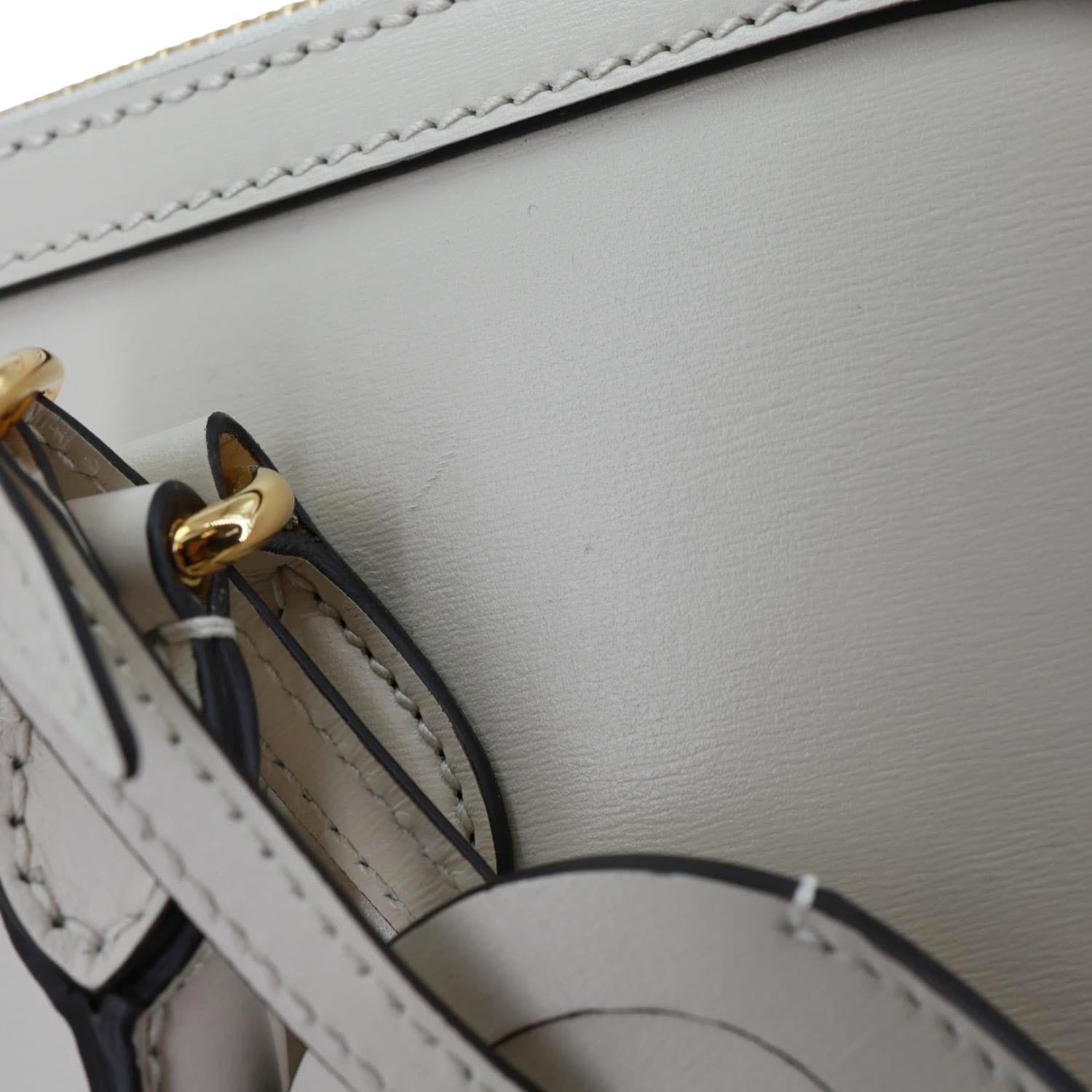 GUCCI Horsebit 1955 Leather Top Handle Crossbody Bag Off White 621640