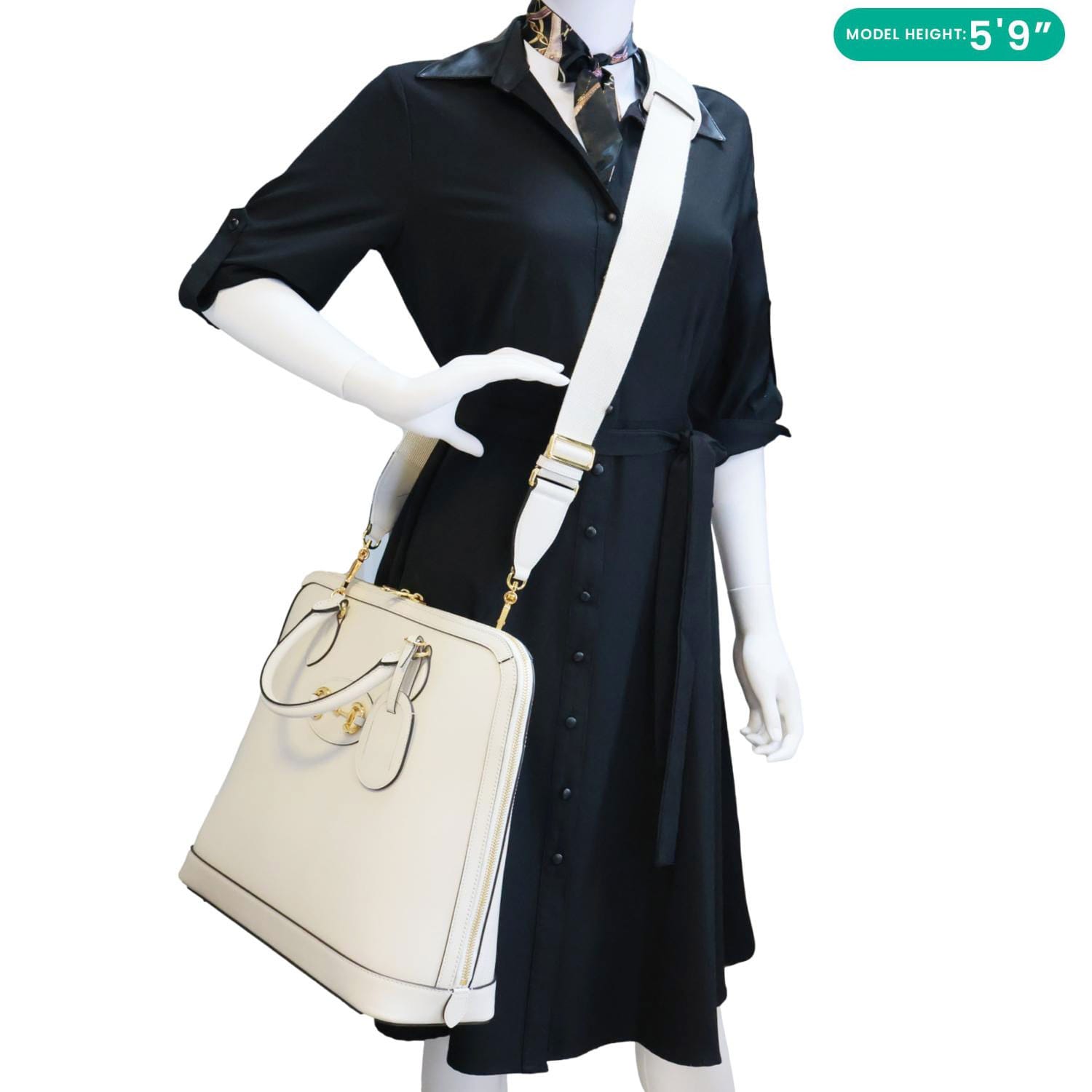 GUCCI Horsebit 1955 Leather Top Handle Crossbody Bag Off White 621640