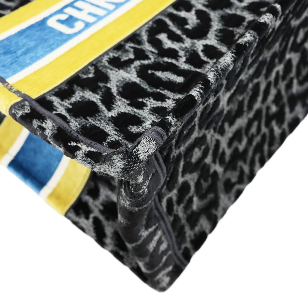 CHRISTIAN DIOR Book Medium Leopard Mizza Embroidered Tote Bag Black