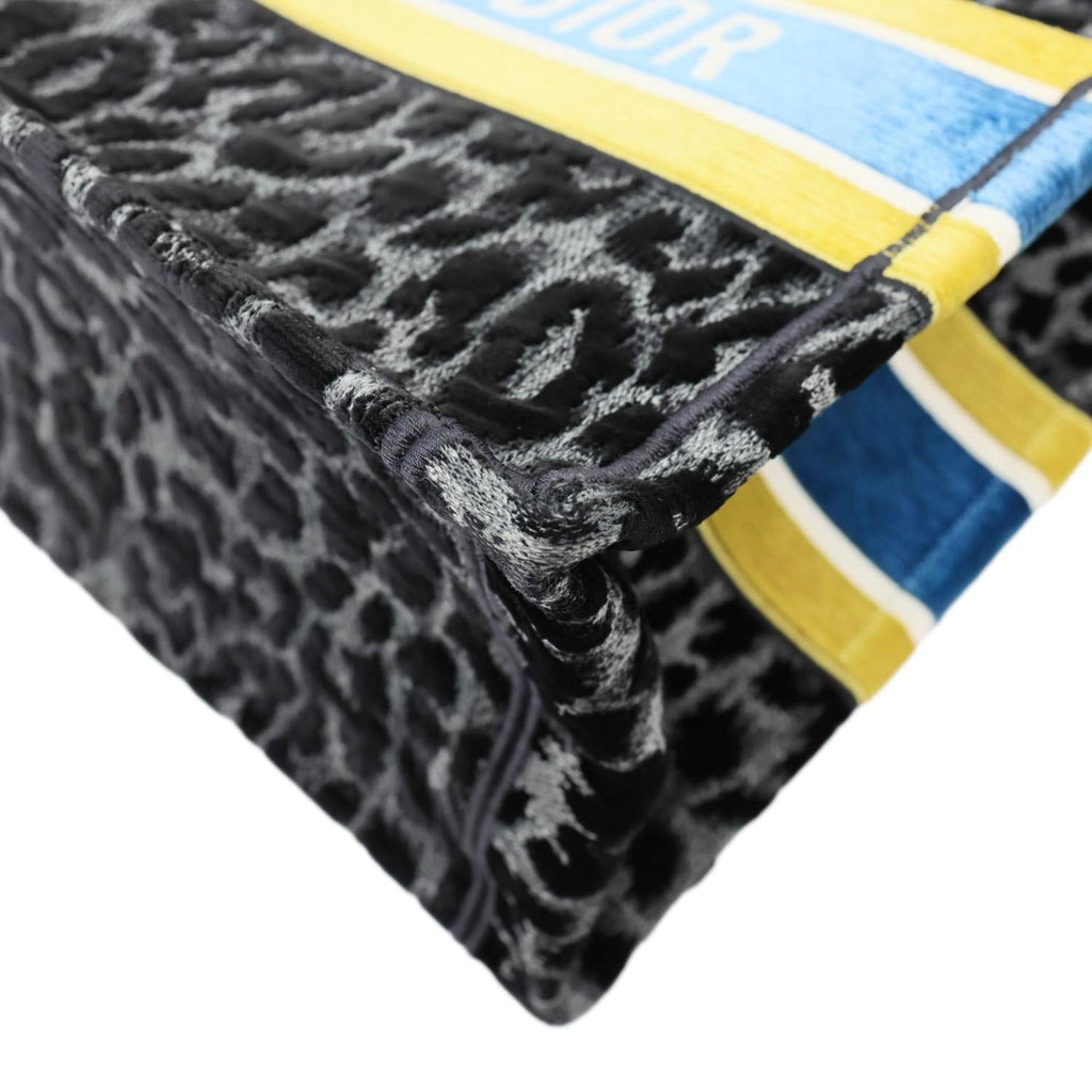 CHRISTIAN DIOR Book Medium Leopard Mizza Embroidered Tote Bag Black