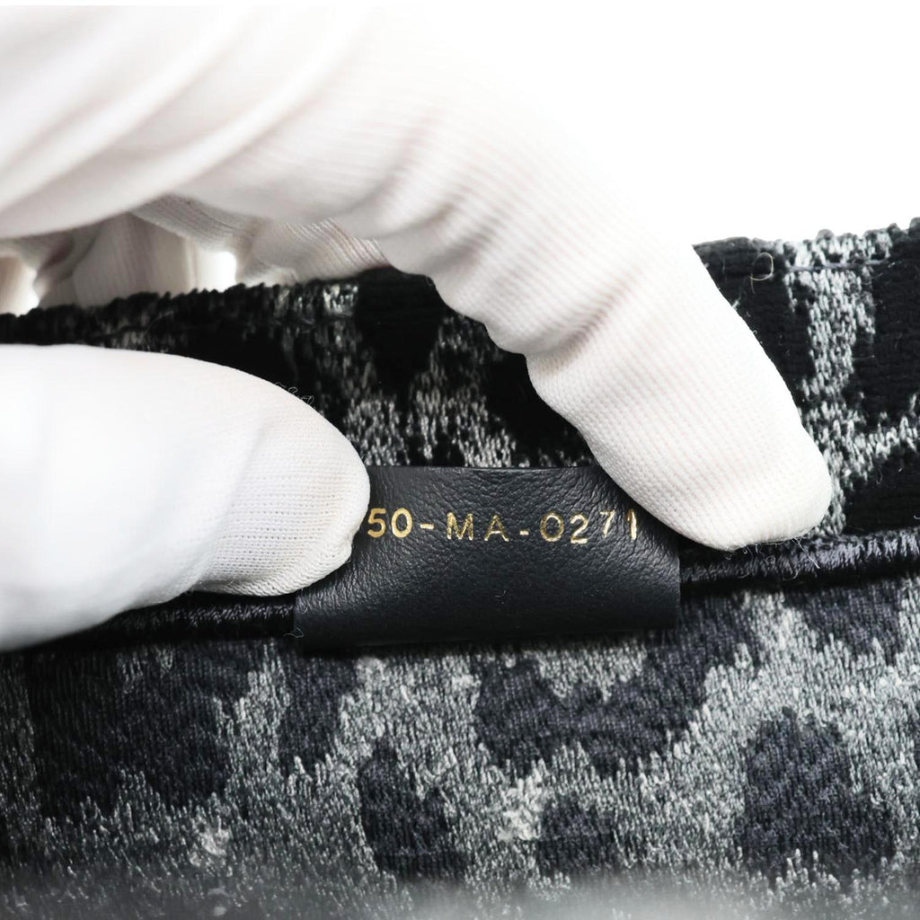 CHRISTIAN DIOR Book Medium Leopard Mizza Embroidered Tote Bag Black